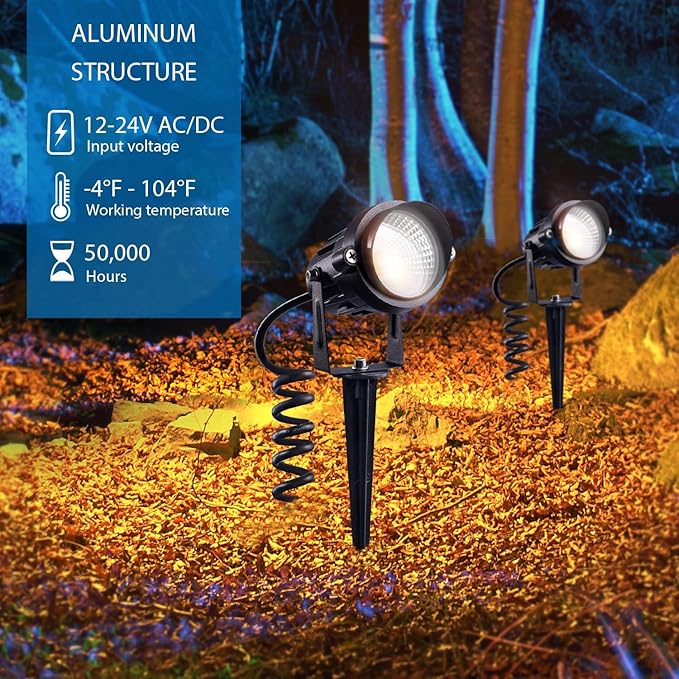 SUNVIE 12W LED Landscape Lights Low Voltage Waterproof Garden Pathway Lights - Image 3
