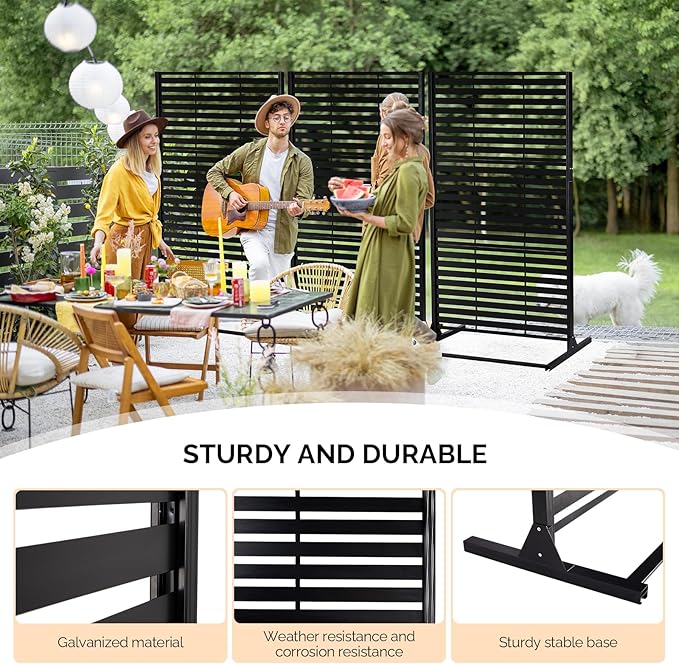 VINGLI Metal Privacy Screen for Outdoor, Decorative Room Divider for Patio - Image 3