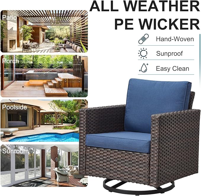 Belord Wicker Patio Furniture 5 Piece Outdoor Sofa Set, Oversize Outdoor Swivel - Image 7