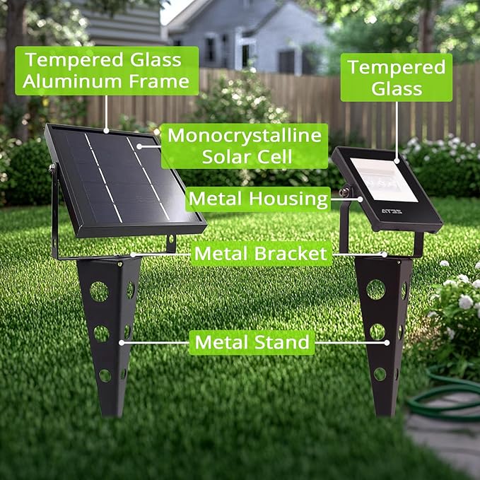 Solar Spot Lights Outdoor, ZETA Waterproof Metal Cool White 3-in-1 Auto On/Off - Image 3