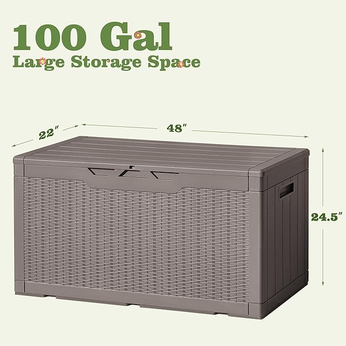 Flamaker Outdoor Storage Box 100 Gallon Waterproof Resin Deck Box Delivery Box - Image 5