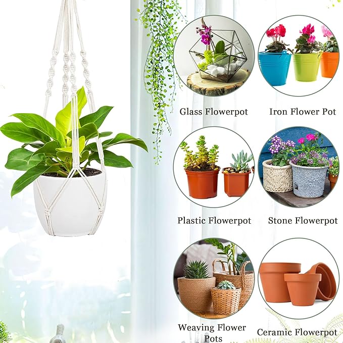 Augshy 27inch Macrame Plant Hanger, 2 Packs Plant Hangers - Image 4