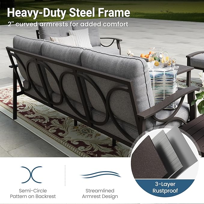 RoyalCraft Patio 3 Seats Sofa, All-Weather Outdoor Couch, Patio Furniture Sofa - Image 5