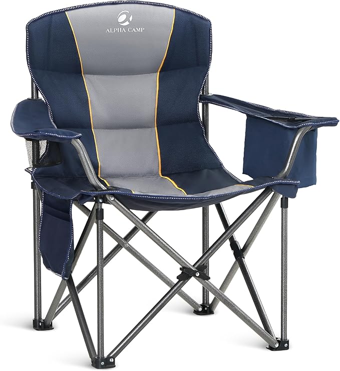 ALPHA CAMP Heavy Duty Camping Chair 500LBS Capacity, Oversized Folding Chair by ALPHACAMP