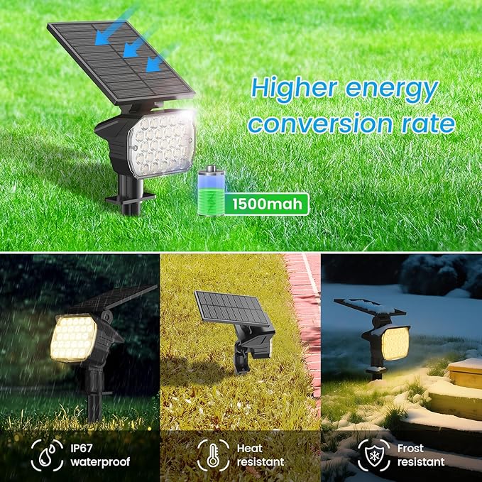 VOLISUN Solar Spotlight Outdoor, IP67 Waterproof Solar Landscape Spot - Image 4