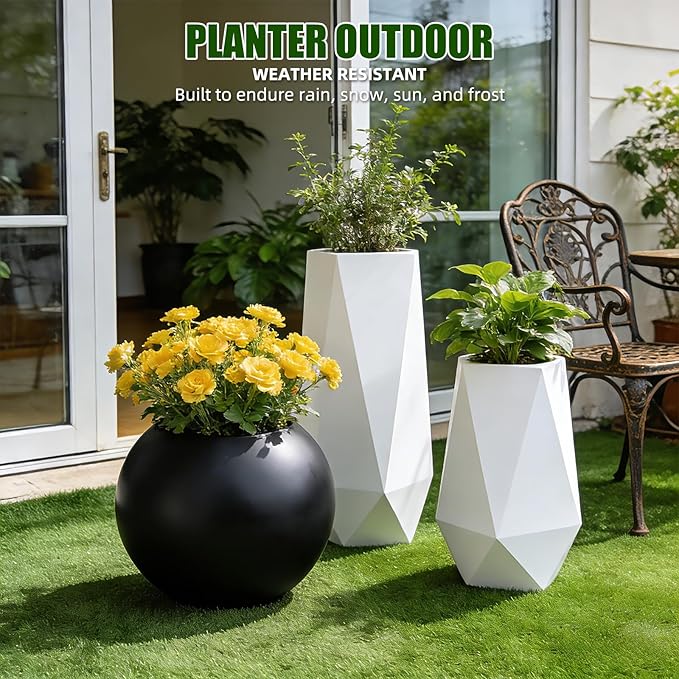13.5 H x 17" Dia Round Fiberstone Planter - Image 7
