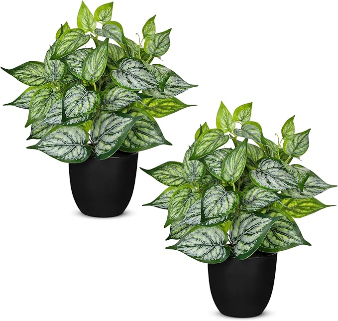 14.5" Artificial Plants Indoor Home Decor, Fake Potted Silk Plants by VillaComo