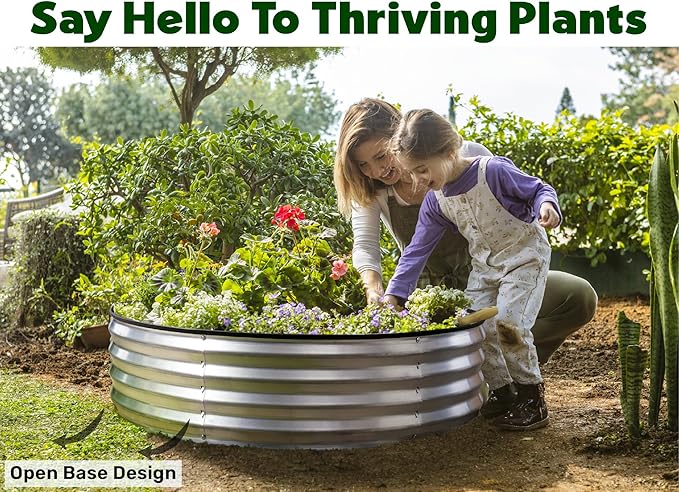 Round Galvanized Raised Garden Bed // 4×4×1 ft Galvanized Raised Garden Beds - Image 3