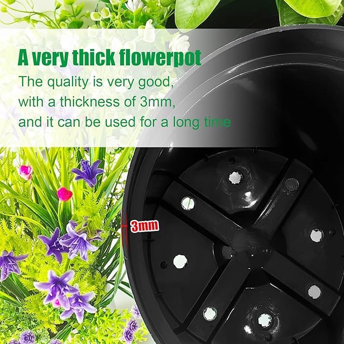 10 Inch Plastic Nursery Pots for Plants 10 Pack Plant Pots - Image 4