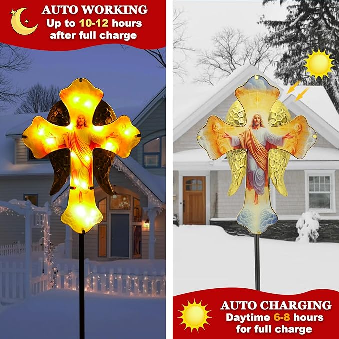 Solar Jesus Cross Garden Lights - Image 5