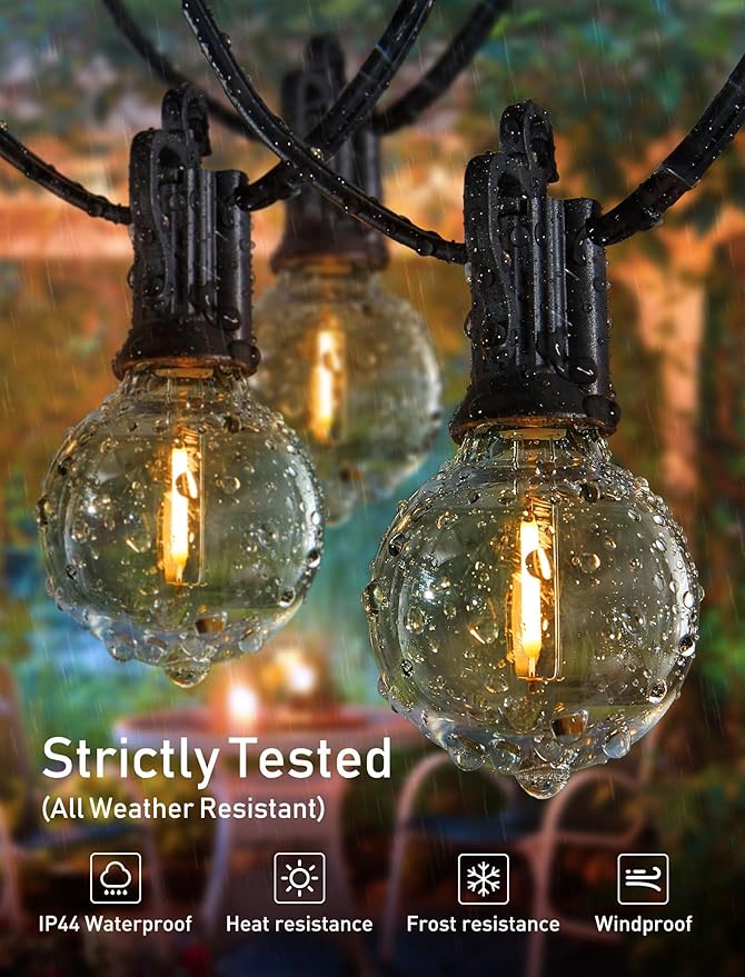 Brightown Outdoor String Lights, 80FT 40+2 G40 Bulbs Shatterproof Patio Lights - Image 5