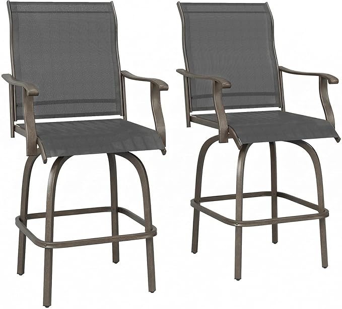 Outsunny Set of 2 Outdoor Swivel Bar Stools by Outsunny