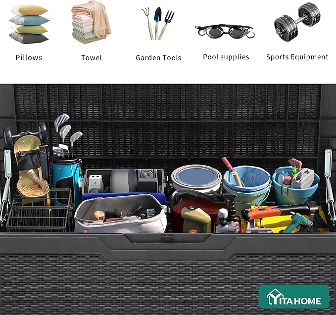 YITAHOME 100 Gallon Resin Deck Box, Weather Resistant Outdoor Storage Box - Image 5