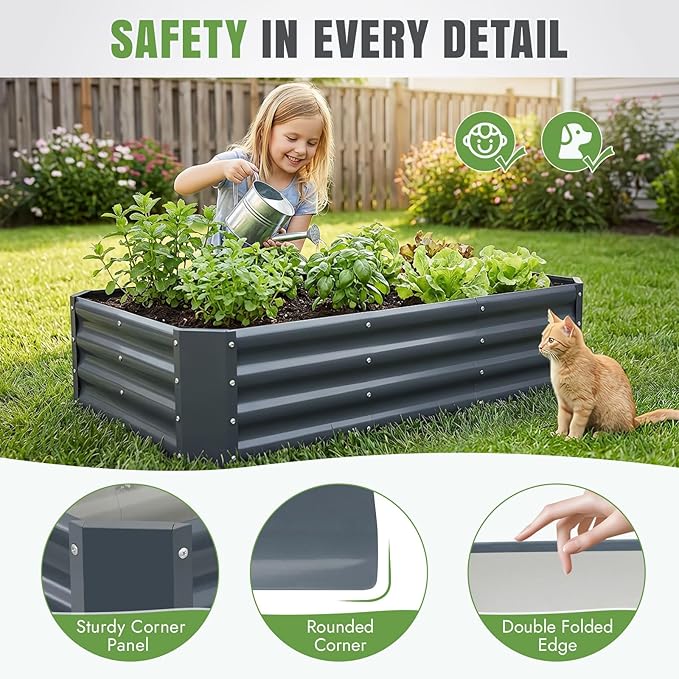 INNO STAGE 4×2×1ft Galvanized Raised Garden Bed Kit, Galvanized Planter Raised - Image 5