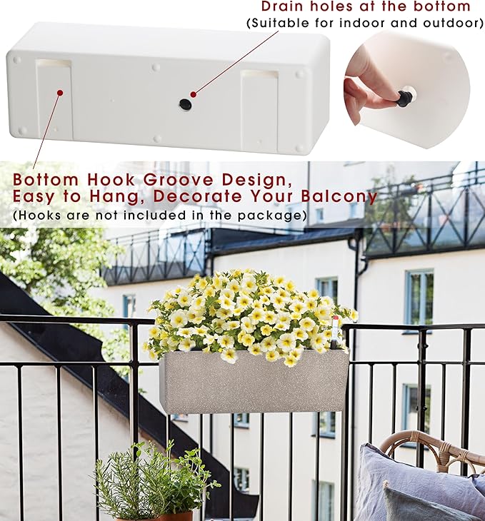 GardenBasix Elongated Self Watering Planter Pots 2-Pack Window Box 5.5 x 16 - Image 5