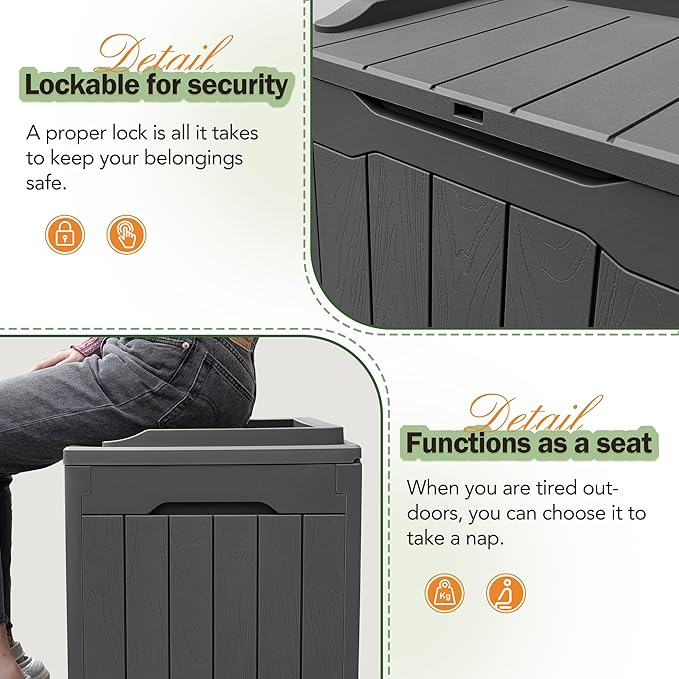 Greesum 31 Gallon Resin Deck Box All Weather Outdoor Storage Boxes - Image 4