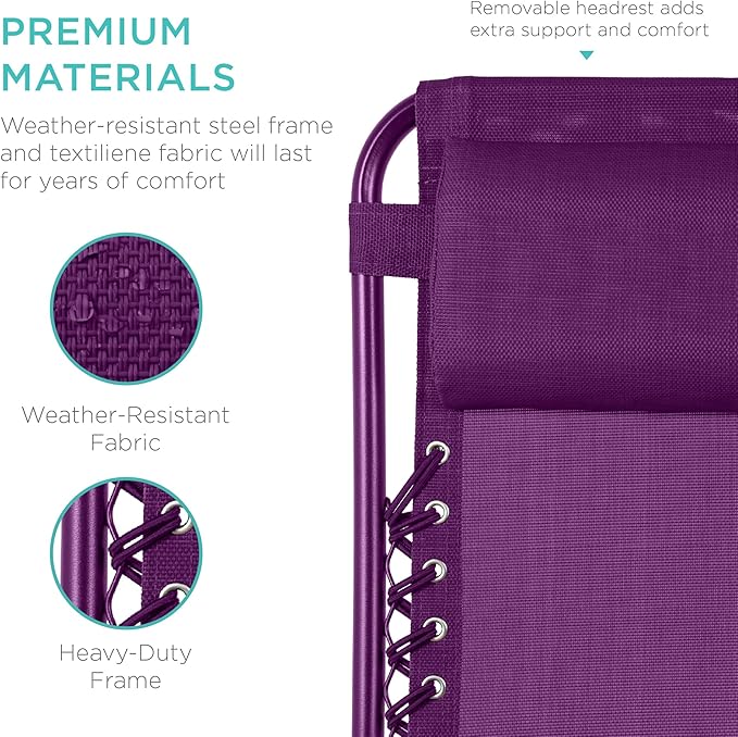 Best Choice Products Set of 2 Adjustable Steel Mesh Zero Gravity Lounge Chair - Image 6