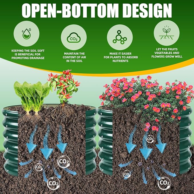 17" Tall Elevated Round Metal Rised Garden Bed- 2'x2' in Size and 0.8MM Thick - Image 6