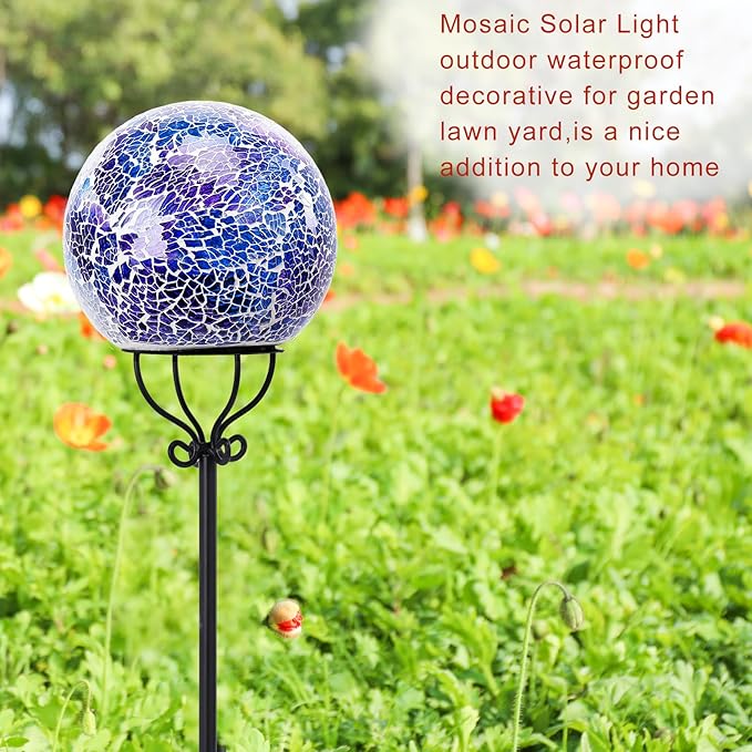 VCUTEKA Solar Outdoor Lights Garden Decor Mosaic Solar Garden Lights Waterproof - Image 5