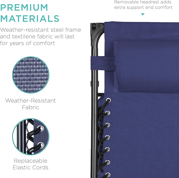 Best Choice Products Folding Zero Gravity Outdoor Recliner Patio Lounge Chair - Image 6