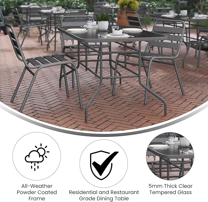 Flash Furniture Tory 31.5" x 55" Rectangular Tempered Glass Metal Table - Image 4