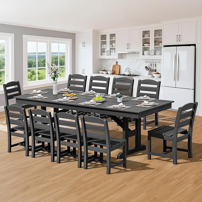 SERWALL Outdoor Dining Table, All Weather HDPE Outdoor Furniture - Image 8