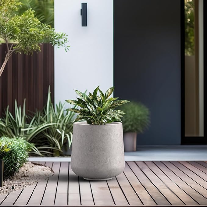 Kante 11.6" Dia Round Concrete Planter, Outdoor Indoor Large Plant Pots - Image 3