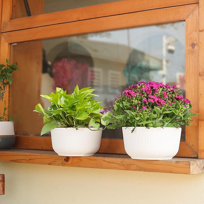 T4U 8 Inch Self Watering Pots for Indoor Plants, 2 Pack Plant Pots, Durable - Image 7