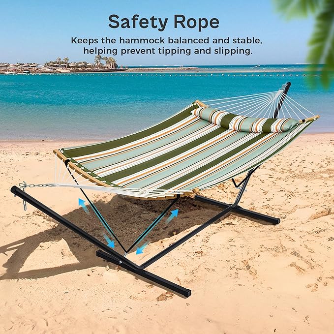 SUPERJARE Hammock with Stand, 2 Person Heavy Duty Hammock with Padded Cotton - Image 5