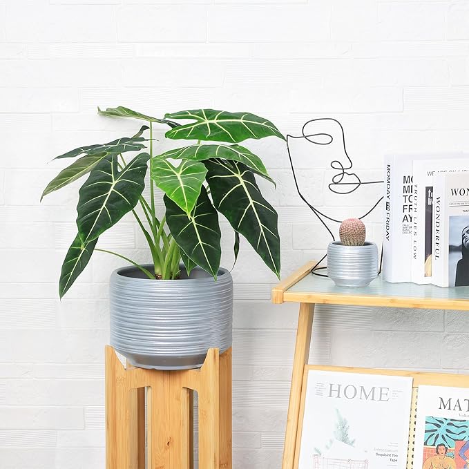 10 Inch Ceramic Plant Pot with Drainage – Large Flower Pot - Image 4