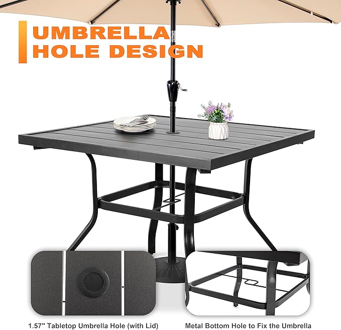 NUU GARDEN Outdoor Patio Dining Set, 4 Swivel Textilene Dining Chairs and 37" - Image 9