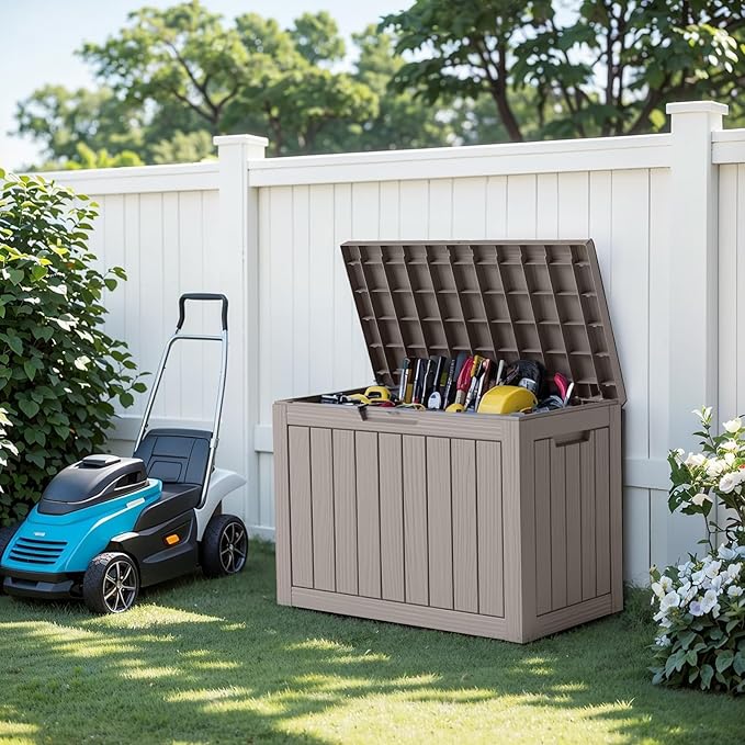 EasyUp 45 Gallon Outdoor Storage Box, Resin Waterproof UV-Resistant Deck Box - Image 7