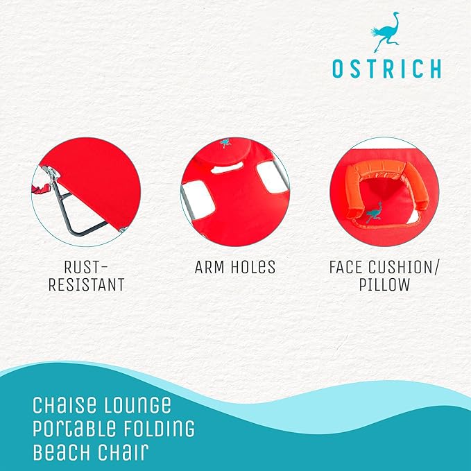 Ostrich The Original Chaise 72 x 22 Inch Lounge Portable Reclining Lounger - Image 4