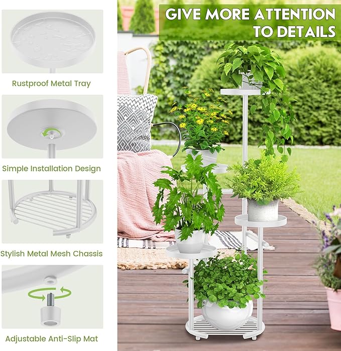 TOSKING 5 Tier Metal Plant Stand Indoor, Plant Shelf, Corner Shelf Flower Pot - Image 8