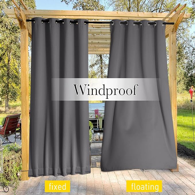 NICETOWN 2 Panels Outdoor Curtains Waterproof Extra Long 108" - Image 8