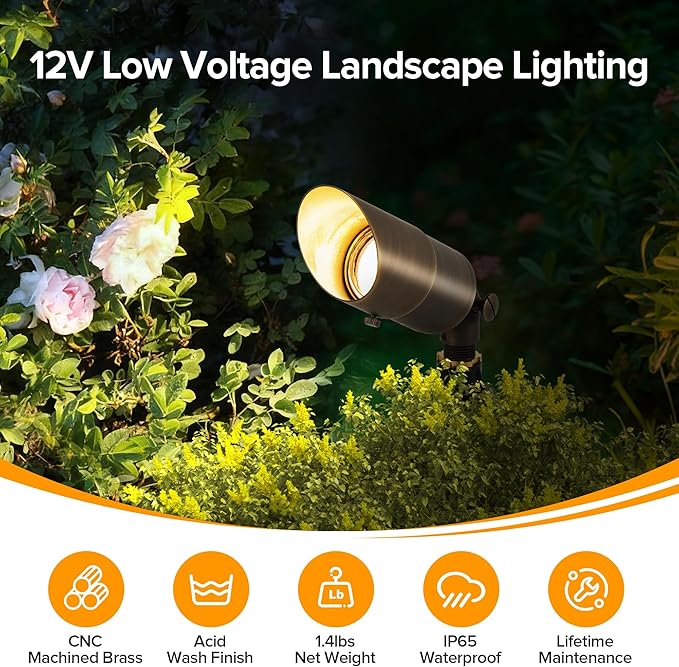LUTEC Solid Brass Low Voltage Landscape Lighting, 12V Heavy Duty Waterproof - Image 2