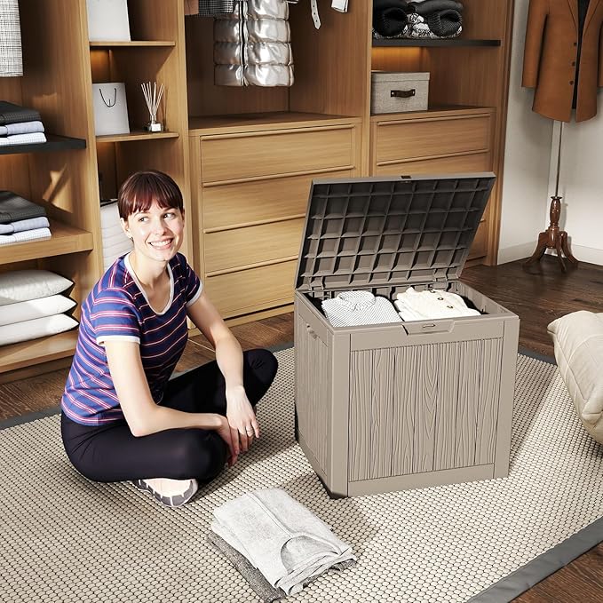 EasyUp 33Gal Outdoor Deck Box, Lager Patio Storage Box Indoor and Outdoor Use - Image 3
