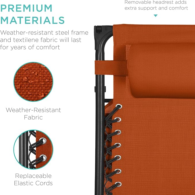 Best Choice Products 30” Wide Folding Zero Gravity Outdoor Recliner Patio - Image 7