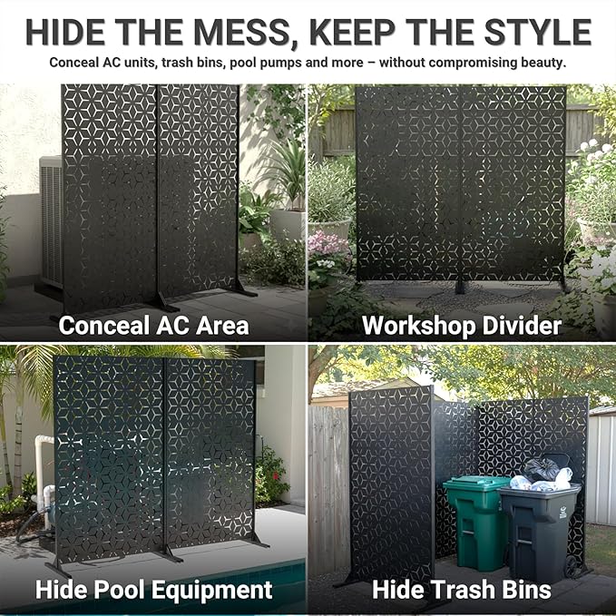 6FT Metal Privacy Screen Outdoor – Decorative Laser Cut Privacy Fence Panel - Image 8