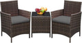 Greesum 3 Pieces Patio Furniture Sets Outdoor PE Rattan Wicker Chairs by BuynowfromGreesum