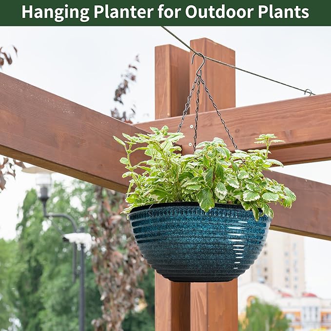 12 inch Large Hanging Planters for Indoor Outdoor Plants, Hanging Baskets for - Image 6