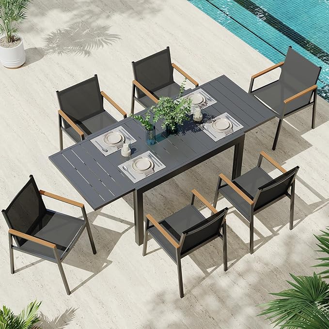 Outdoor Aluminum Patio Dining Table Set by Oasbira