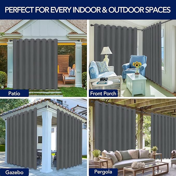 PureFit Outdoor Curtains for Patio Waterproof Weatherproof, UV Resistant - Image 5