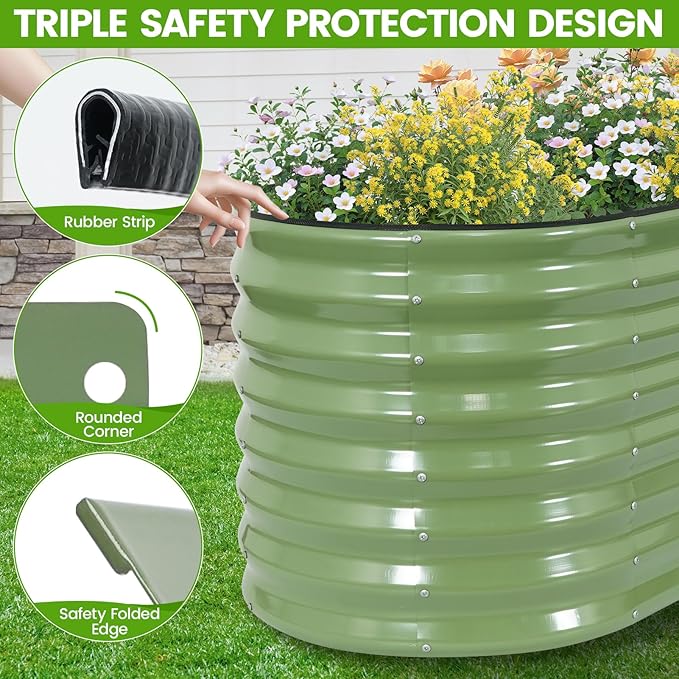 Galvanized Raised Garden Bed Outdoor 24'' Deep | Oval Metal Garden Beds - Image 5