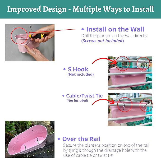 LaLaGreen Rail Planter Outdoor Plants Small and Cute Metal Iron Strawberry - Image 5