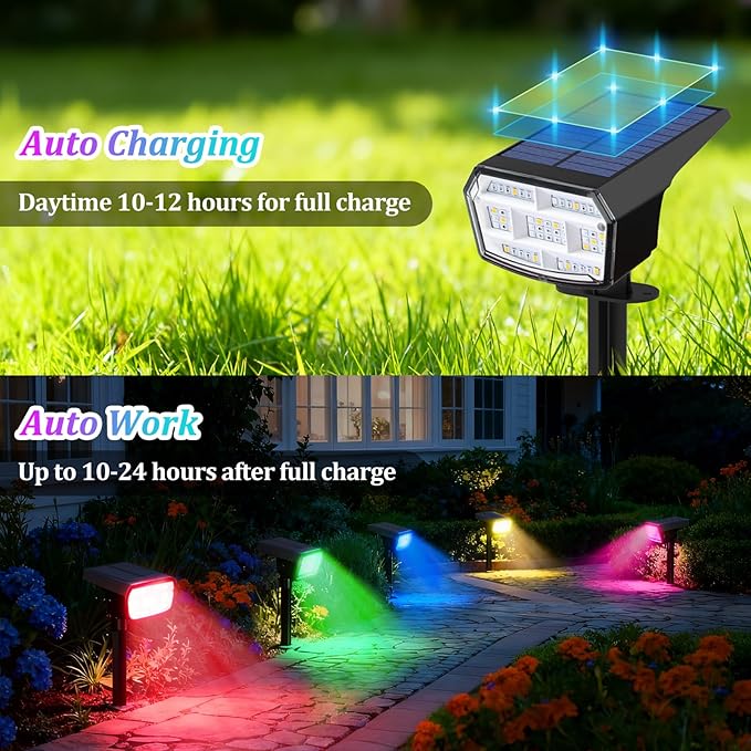 Sucolite 8-Pack Solar Spot Lights Outdoor Waterproof IP65, 3 Lighting Modes - Image 5