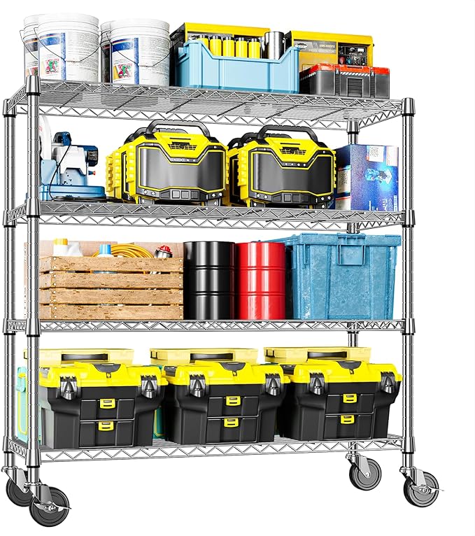 IZEUK 4-Tier Heavy Duty Metal Wire Shelving Unit, Adjustable Storage Rack by IZEUK