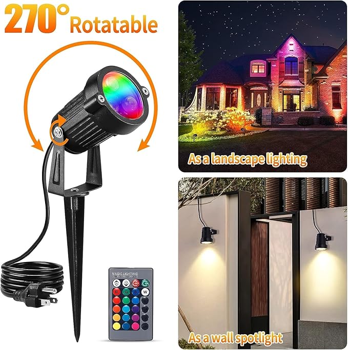 OurLeeme Lawn Flood Light Stake, 2-in-1 Waterproof Outdoor Remote Control - Image 7