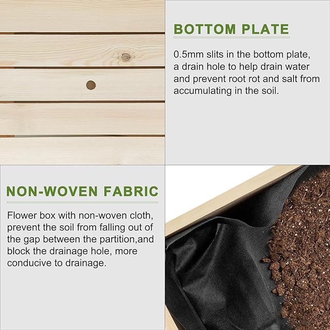BIRASIL Outdoor Raised Garden Bed, Wood Planter Box - Image 6