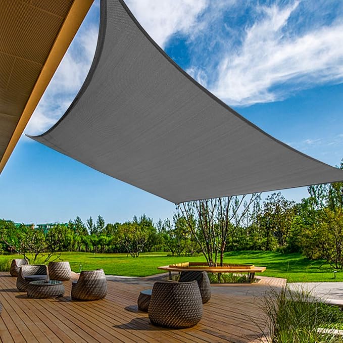KANAGAWA Sun Shade Sail 12'x16' Dark Gray Rectangle UV Block Canopy Awning by KANAGAWA